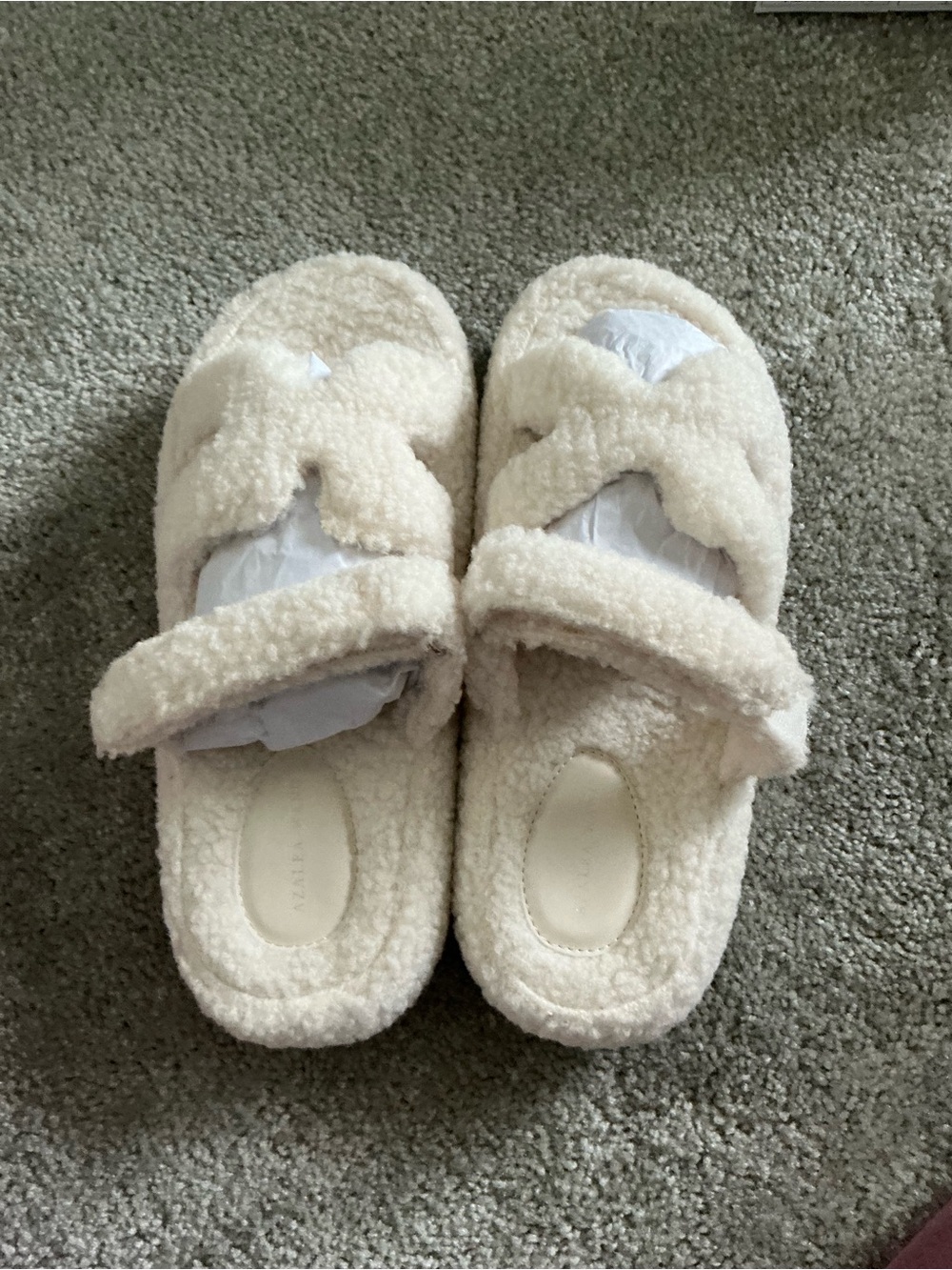 Cream Sherpa Slide Sandals